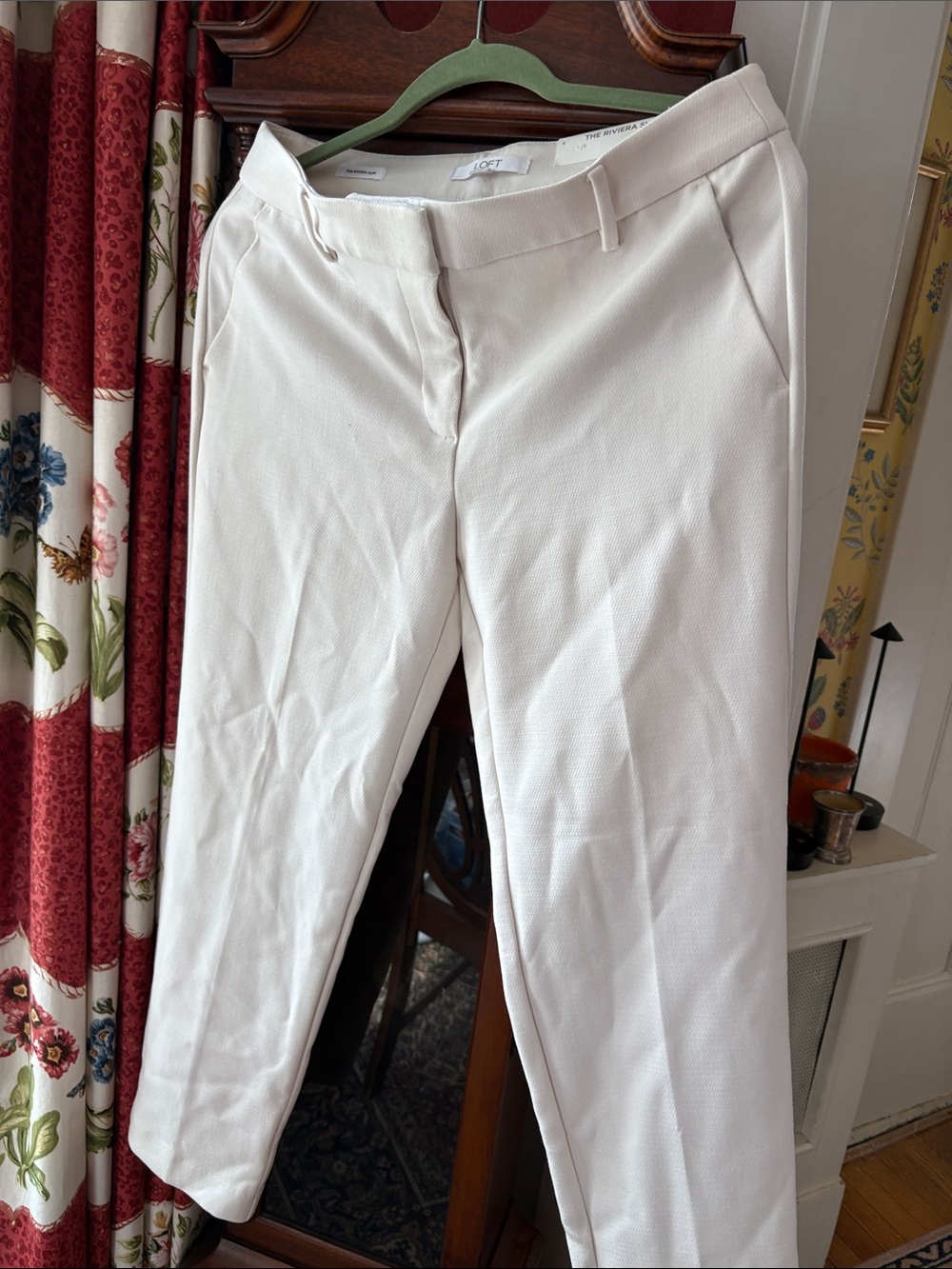 LOFT Ivory Slim Straight Ankle Trousers